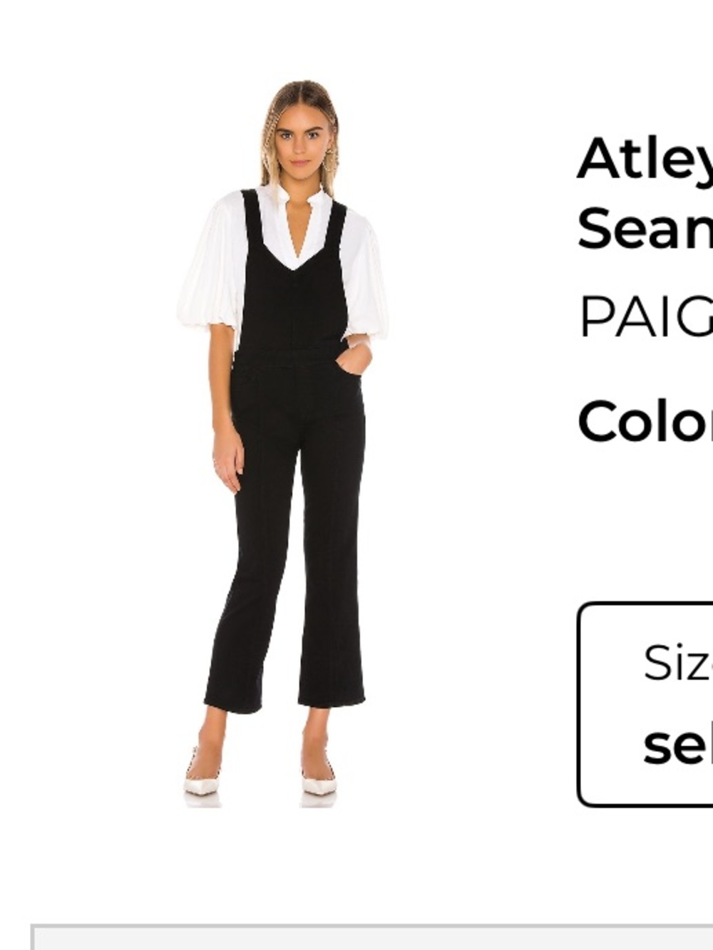NWT PAIGE Black Overdye Atley Ankle-Flare Jumpsuit